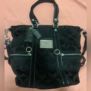 Coach Black Poppy Signature Tote Bag